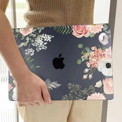 Vista 57 de TWOLSKOO Funda para MacBook Air de 13,3 pulgadas (versión antigua 2018-2021, modelos: M1 A2337, A2179, A1932) - Carcasa rígida con protector de Flor