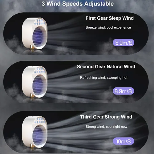 Vista 2 de Aire acondicionado portátil, enfriador de aire personal, ventilador de aire acondicionado evaporativo recargable por USB, ventilador