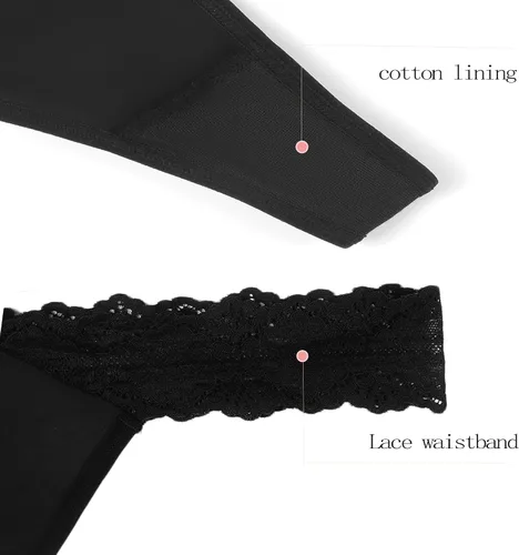 Vista 4 de Lyeacs Tangas de encaje para mujer, cómodas y transpirables, paquete de ropa interior sexy y atrevida