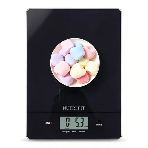Vista 9 de Báscula de alimentos, NUTRI FIT básculas de cocina digitales con peso en gramos y onzas, plataforma grande de acero inoxidable para hornear, cocinar