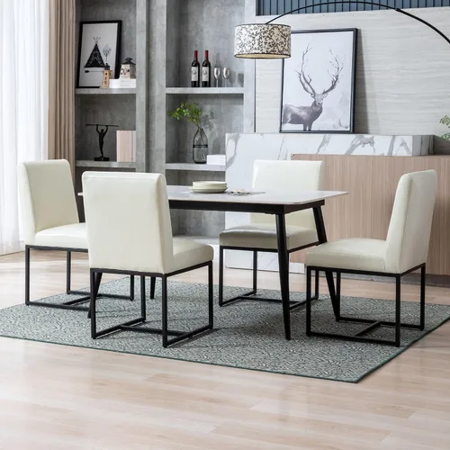 Vista 33 de BESTANO Sillas De Comedor - Juego de 2 sillas de comedor modernas negras tapizadas de piel sintética para cocina y comedor con marco de metal negro