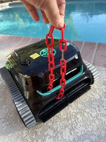 Vista 3 de Gancho de correa azul para limpiador robótico de piscinas, robot retidor de pared y línea de flotación, piscinas enterradas, inalámbrica, funciona