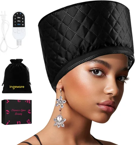 Vista 8 de Gorra Térmica para Acondicionamiento Profundo, Ingeware - Gorra Térmica para Cabello para Secador de Pelo Portátil Eléctrico para Cabello Natural