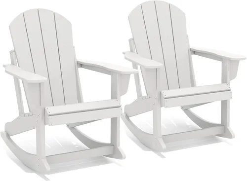 Vista 13 de GREENVINES Adirondack - Juego de 2 mecedoras para exteriores, HDPE, color Agua