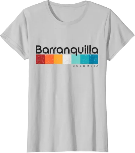 Vista 23 de Barranquilla Colombia - Camiseta de diseño vintage de estilo retro, Blanco, S