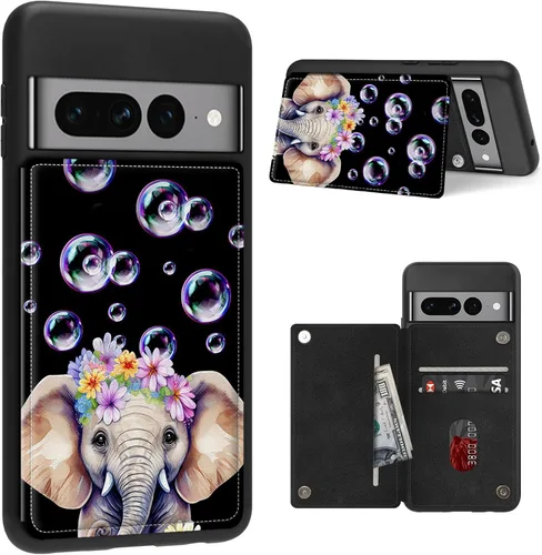Vista 34 de Funda para Google Pixel 7 Pro con ranura para tarjetero, funda de piel sintética, doble cierre magnético y cubierta duradera de TPU a prueba