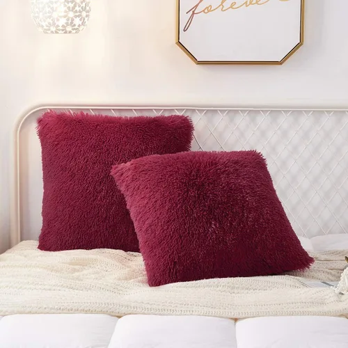 Vista 27 de Juego de 2 fundas de almohada estándar de piel sintética de terciopelo suave, fundas de almohada decorativas con cierre de cremallera