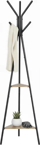 Vista 9 de VASAGLE - Perchero independiente con 4 estantes Perchero para ropa, sombrero, bolsa, estilo básico moderno, gris carbón, colección BARNET