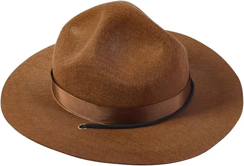 Vista 8 de Funny Party Hats Sombrero de guardabosques - Sombrero de campaña militar de sargento de taladro marrón