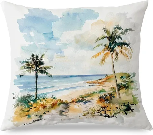 Vista 19 de Fundas de almohada costeras de langosta, fundas de almohada náuticas de langosta roja de Nueva Inglaterra con rayas azules y blancas para casa