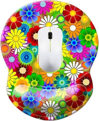 Vista 7 de Alfombrilla para mouse con soporte de muñeca, alfombrilla antideslizante para mouse para oficina, computadora, laptop y Mac, duradera, cómoda