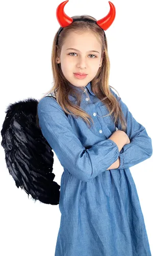 Vista 5 de Kuscul Juego de alas de ángel y halo, alas de diablo de plumas, alas de hada y varita para adultos, disfraz de Halloween, fiesta de cosplay