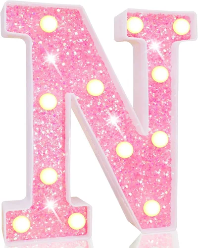 Vista 44 de Pooqla Luces de números de marquesina, números de luz rosa para niñas de 10.º cumpleaños, funciona con pilas, luz nocturna de número con purpurina