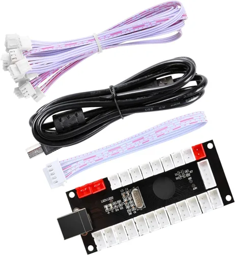 Vista 5 de Hikig - Juego de 2 juegos LED de arcade (2 x codificadores USB, 2 x joysticks de arcade y 20 x botones de arcada para Raspberry Pi y Windows)