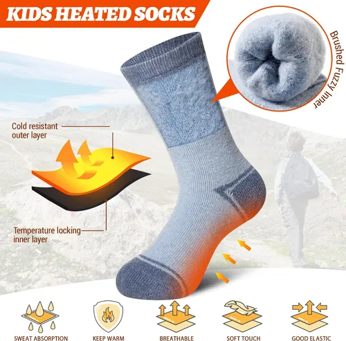 Vista 2 de SeeyAN Calcetines térmicos para niños y niñas, calcetines térmicos de lana merina, calcetines térmicos para niños y niñas, senderismo, esquí
