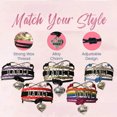 Vista 6 de Infinity Collection Pulsera de baile - Joyería de baile para niñas, regalo para recitales de baile, bailarines y equipos de baile