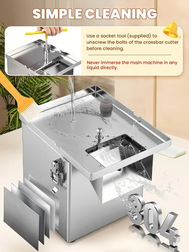 Vista 4 de NEWTRY 4 en 1 procesador de verduras comercial eléctrico para vegetales, fruta, rebanador, picador, triturador y cortador de tiras arrugadas, todo