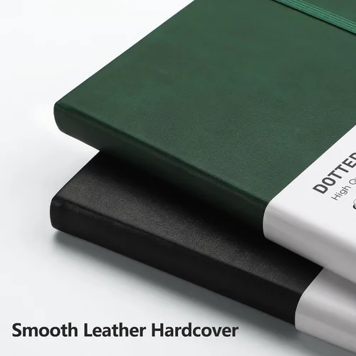 Vista 4 de RETTACY Cuaderno Diario con Puntos, 256 Páginas, Tamaño A5 Mediano (14.5 × 21 cm), Tapa Dura de Cuero, Papel Grueso de 120 g/m², para Diario de Negro