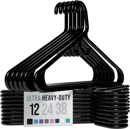 Vista 24 de NEATERIZE Perchas de ropa de plástico ultra resistentes - Aqua - Percha duradera para abrigos, trajes y ropa. Perchas De Ropa (Paquete de 12 - Aqua)