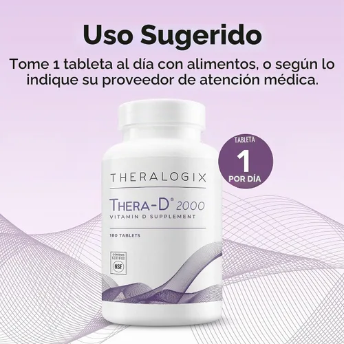 Vista 3 de Theralogix Thera-D 2000 Vitamina D3 - Salud ósea e inmunológica