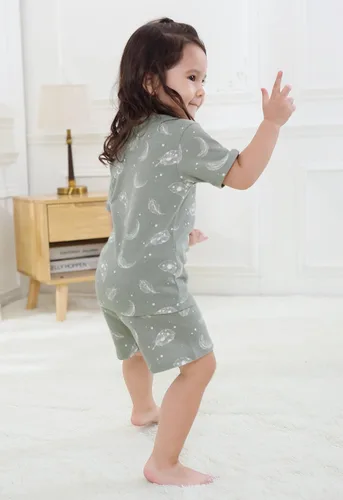 Vista 4 de Owlivia Conjunto de pijama de manga corta para bebé de algodón 100% orgánico, ropa de dormir de 2 piezas para niño y niña