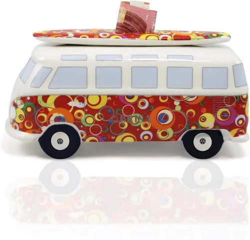 Vista 6 de BRISA VW Collection - Caja de monedas con tabla de surf en T1 Bus Samba (autobús clásico/rojo)