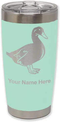 Vista 7 de LaserGram Vaso aislado al vacío de 20 onzas, pato, grabado personalizado incluido (negro) Engraved Gift for Duck Hunters, Vacuum Insulated