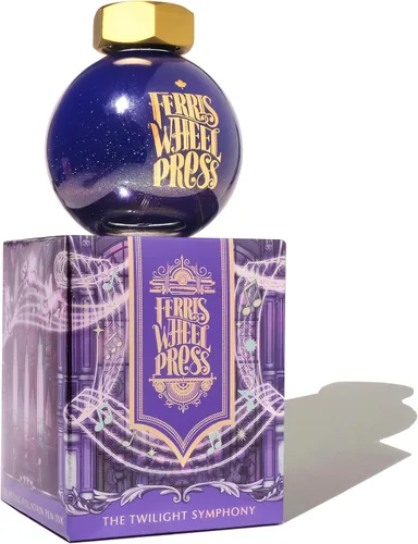 Vista 14 de Ferris Wheel Press Tinta, Ferritales Edición Limitada, La Sinfonía Crepúsculo, Índigo con Brillo Azul, Botella de Tinta para Pluma Estilográfica