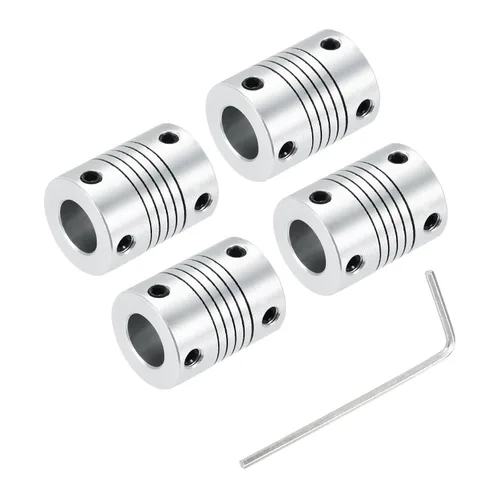 Vista 19 de uxcell 4 piezas de acoplamiento de eje de aleación de aluminio de 0.157 in a 0.157 in, acoplador flexible L25xD19, conector de junta de motor paso a
