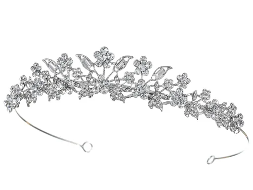Vista 2 de SAMKY Tiara nupcial corona de boda de diamantes de imitación de plata para novias Crystal Queen Headpiece