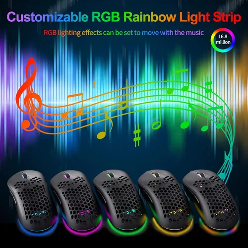 Vista 4 de TMKB Falcon M1SE - Mouse ultraligero para juegos de panal, sensor óptico de alta precisión de 12800 DPI, 6 botones programables, RGB personalizable