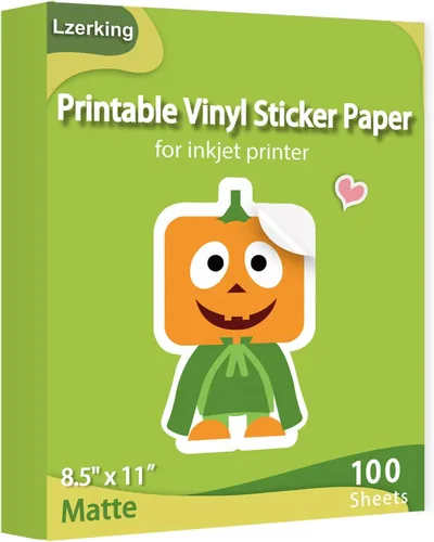 Vista 8 de Lzerking Papel de Pegatinas de Vinilo Imprimible para Impresora de Inyección de Tinta - Blanco Mate 60 Hojas Autoadhesivo Impermeable Papel