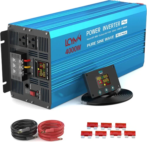 Vista 11 de Inversor de potencia de onda sinusoidal pura de 1000 vatios 12 V CC a 110 V 120 V CA convertidor para hogar, caravana, camión fuera de la red Rojo