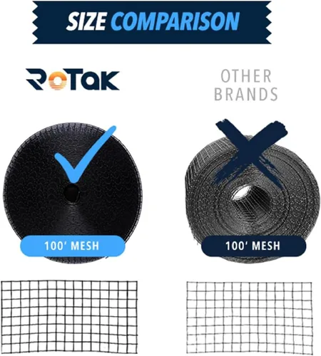 Vista 4 de ROTAK Critter Guard - Panel solar de 4 pulgadas x 100 pies - Malla de rollo de alambre recubierto de PVC negro galvanizado de ½ pulgada