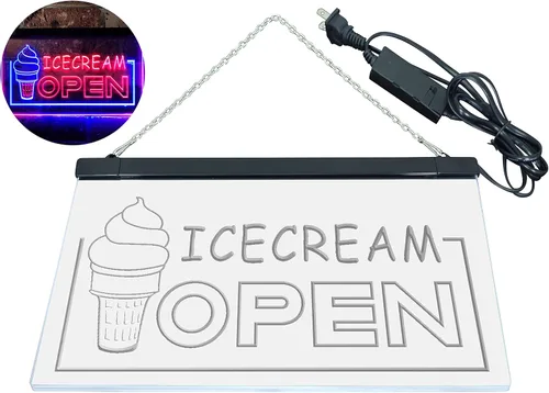 Vista 8 de ADVPRO Ice Cream Open Shop Dual Color LED Neon Sign Blue & Red 12" x 8.5" st6s32-m0079-br