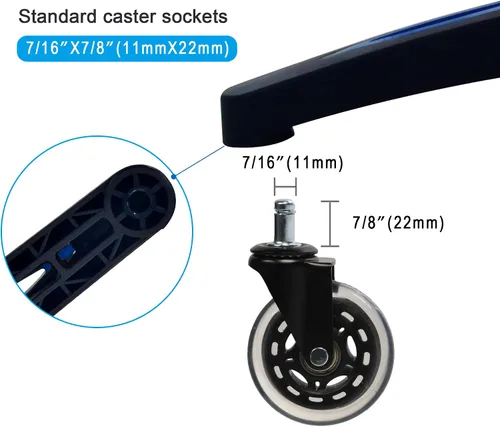 Vista 5 de Frassie Base de silla de juego de 28 pulgadas de nylon con 5 ruedas, parte de repuesto para silla de oficina resistente Boss (Azul)