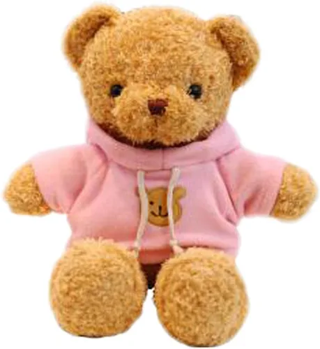 Vista 4 de Oso de peluche de 11.8 pulgadas, lindo oso de peluche con capucha para niños, rojo