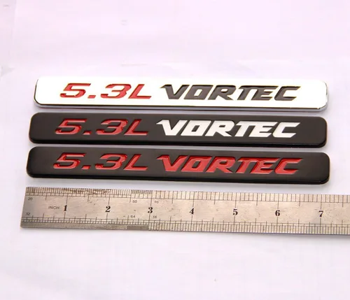 Vista 3 de Yoaoo Paquete de 2 emblemas OEM negros 5.3L Vortec para capó. Placa de motor compatible con Silverado Z71 Sierra 2
