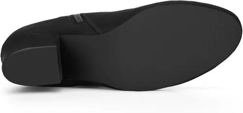 Vista 5 de Allegra K Botines de tacón grueso con punta redonda para mujer
