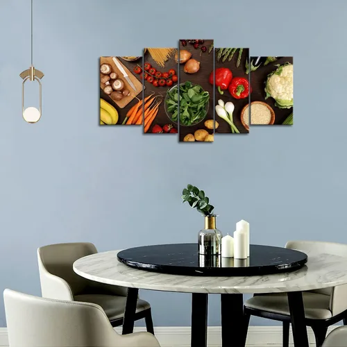 Vista 6 de Arte de pared de alimentos, frutas frescas, verduras, lienzo para comedor, impresión en lienzo, pintura, obras de arte para oficina, sala de estar