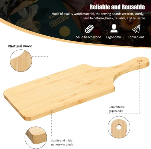 Vista 3 de Zubebe 12 tablas de cortar a granel de 11 x 5 pulgadas, madera de bambú, madera de acacia, nogal con asa, grabado láser, tabla de servir de cocina