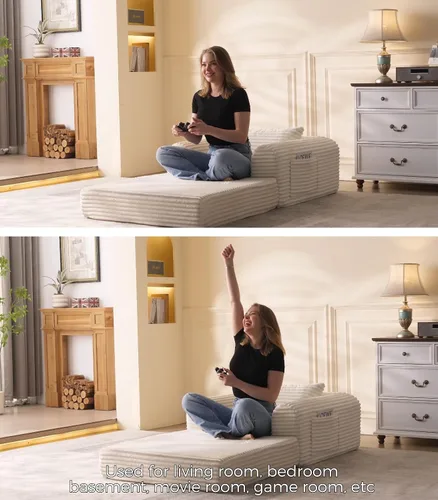 Vista 8 de Sillón versátil 2 en 1 sin hueso, tumbona para interiores, sillas convertibles, sofá cama, sofá cama plegable de gran tamaño, cómodo sofá futón