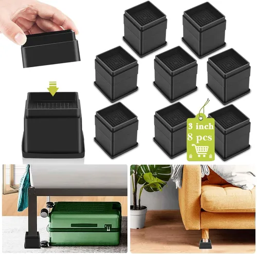 Vista 30 de Paquete de 12 elevadores de muebles de 1, 2 o 3 pulgadas, elevadores de cama ajustables resistentes para mesa, escritorio, sofá, silla, gabinete