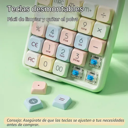Vista 2 de Calculadora de interruptor mecánico, LCD grande de 12 dígitos Chartreuse
