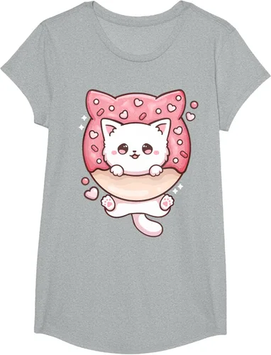 Vista 51 de Camiseta Kawaii Cat Donut Anime Lover Otaku, Negro