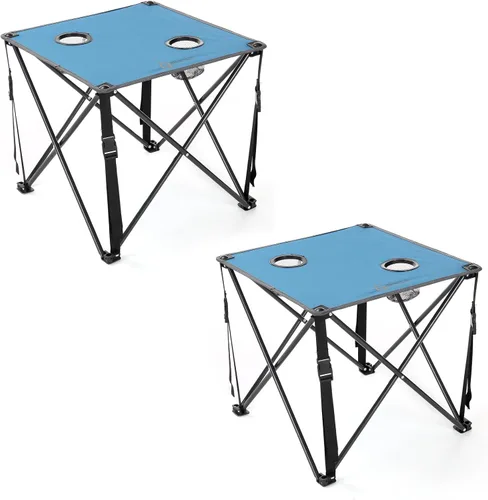 Vista 11 de ARROWHEAD OUTDOOR Mesa plegable portátil de 26 pulgadas (26.0 in), 2 portavasos, cuadrado, funda de transporte, marco de acero, lona 600D de alto