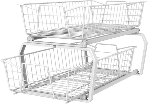 Vista 5 de ClosetMaid Organizador de gabinete extraíble de 11 pulgadas, 2 niveles, resistente, cajones de estantes de despensa deslizantes para cocina, baño