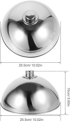 Vista 5 de Cabilock Cubierta de cúpula de alimentos de acero inoxidable de 10 pulgadas, cubierta plateada para protección de alimentos y prevención del polvo
