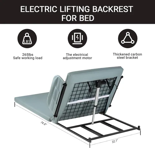 Vista 2 de Respaldo de Cama Elevable - Cuña de Cama Eléctrica Ajustable con Colchón para Cama y Funda de Almohada para Ancianos, Pacientes, Mujeres Embarazadas