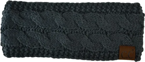 Vista 121 de C.C Cintillo elástico suave con punto trenzado para invierno, con forro mullido para el pelo, para calentar las orejas Negro